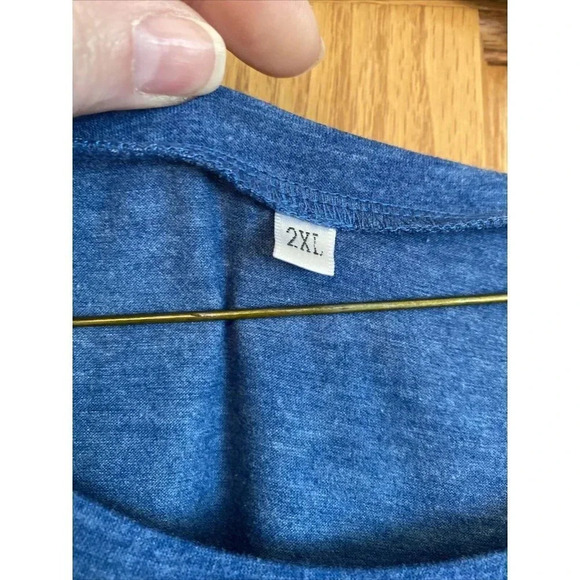 Mixmax Women Long Sleeve Button Round Neck Tunic Size 2XL Blue - Picture 2 of 5